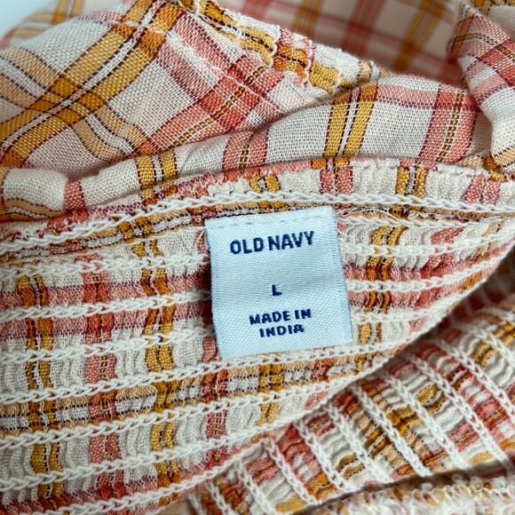 Old Navy Ruffled Smocked Bodice Plaid Sleeveless Top Shirt for Women Large - Picture 3 of 8